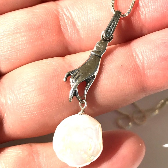 Coin Pearl Sterling Silver Necklace - Picture 3 of 5